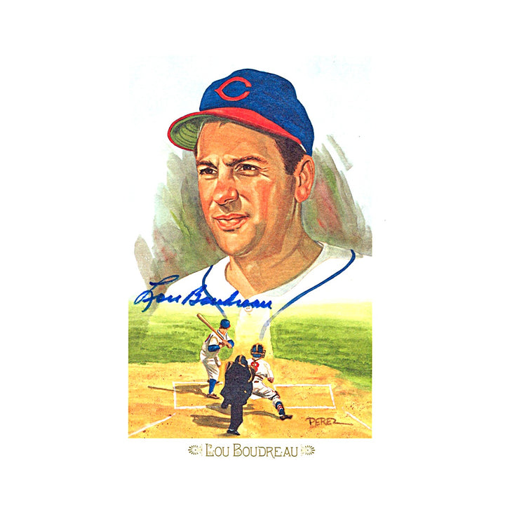Lou Boudreau Indians Autographed Perez Steele 1989 Postcard #03448/10000 JSA COA
