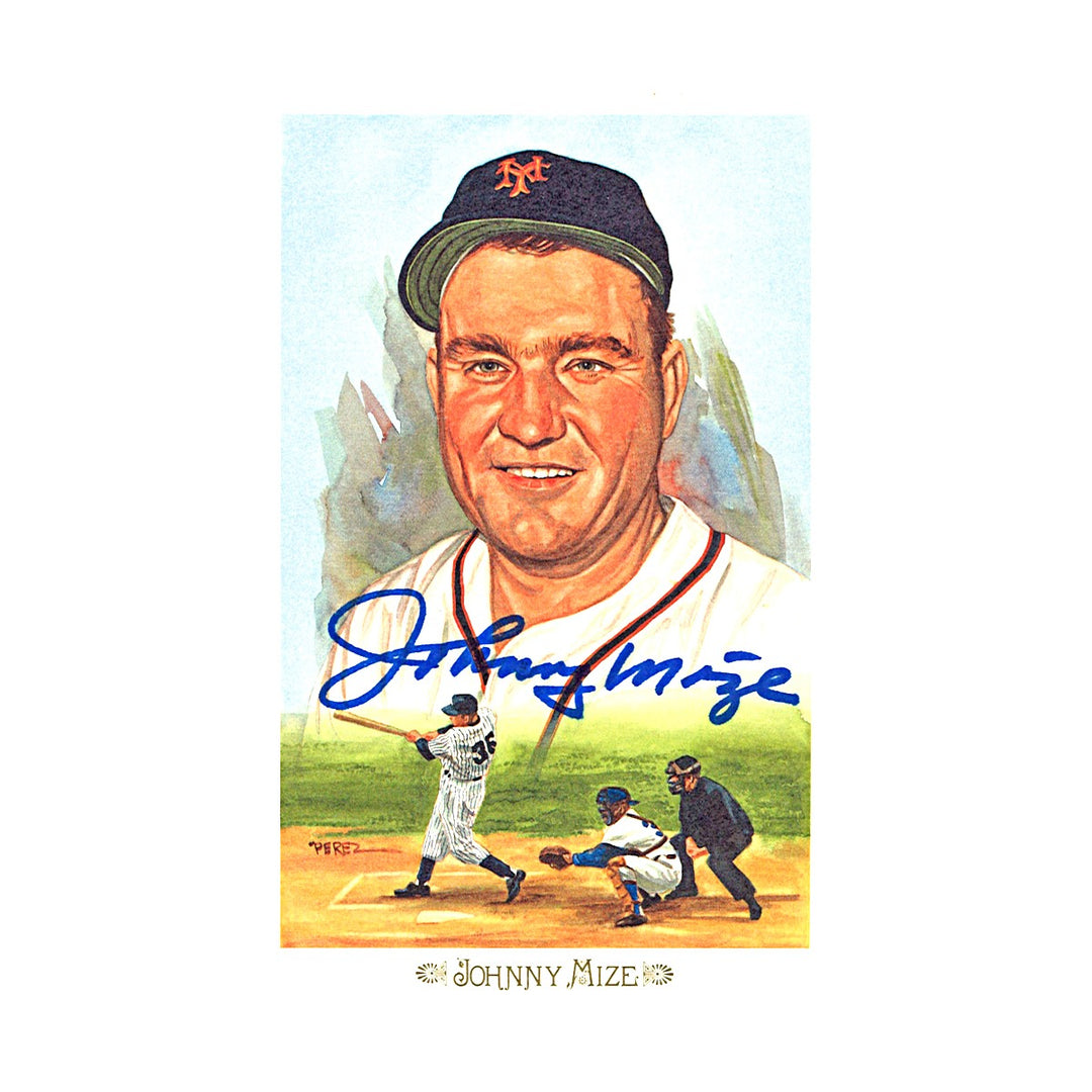 Johnny Mize Giants Autographed Perez Steele 1989 Postcard #03448/10000 JSA COA