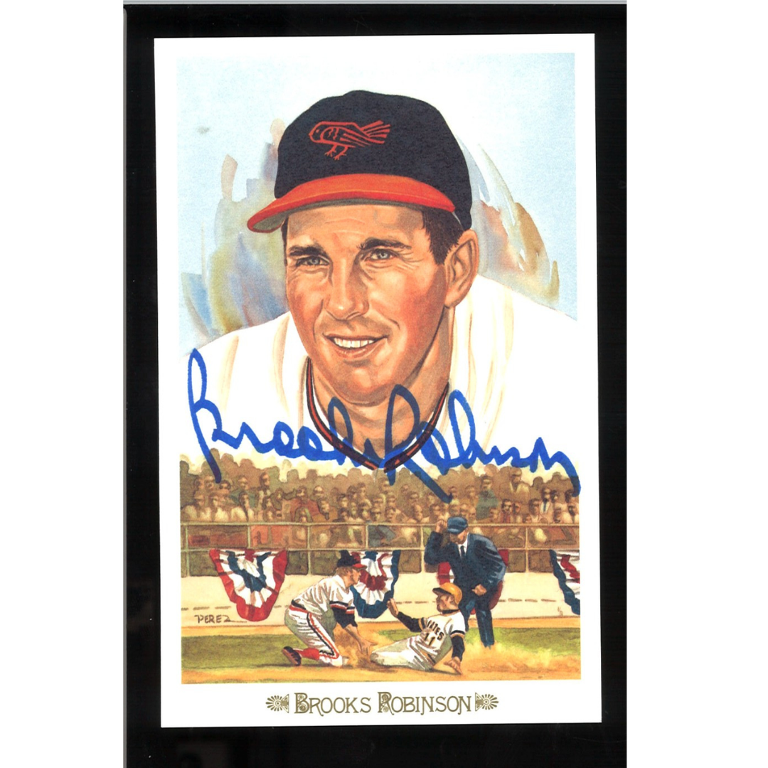 Brooks Robinson Orioles Autographed Perez Steele 1989 Postcard /10000 JSA COA