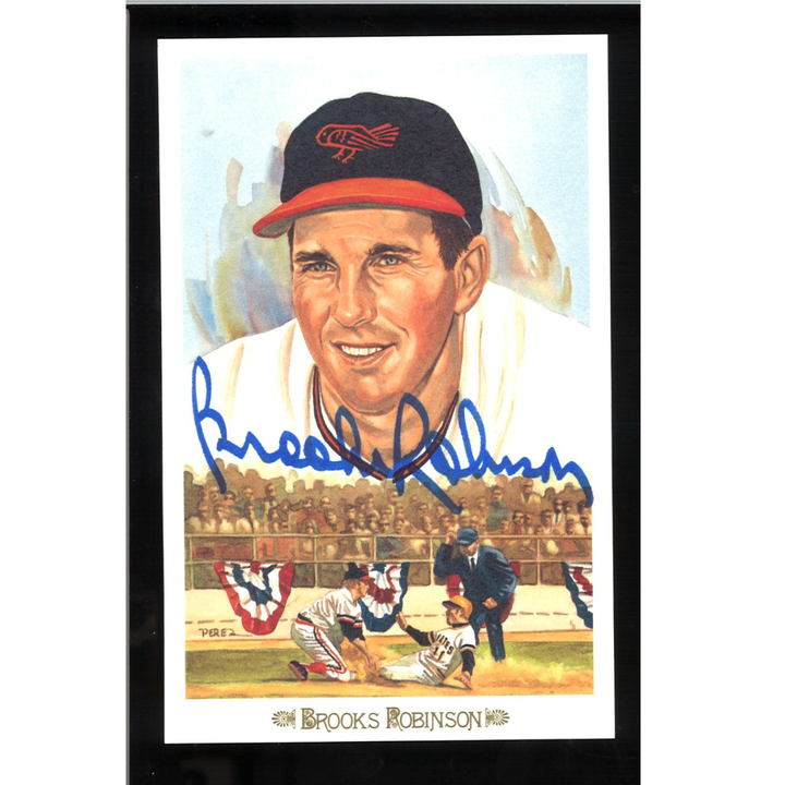 Brooks Robinson Orioles Autographed Perez Steele 1989 Postcard /10000 JSA COA