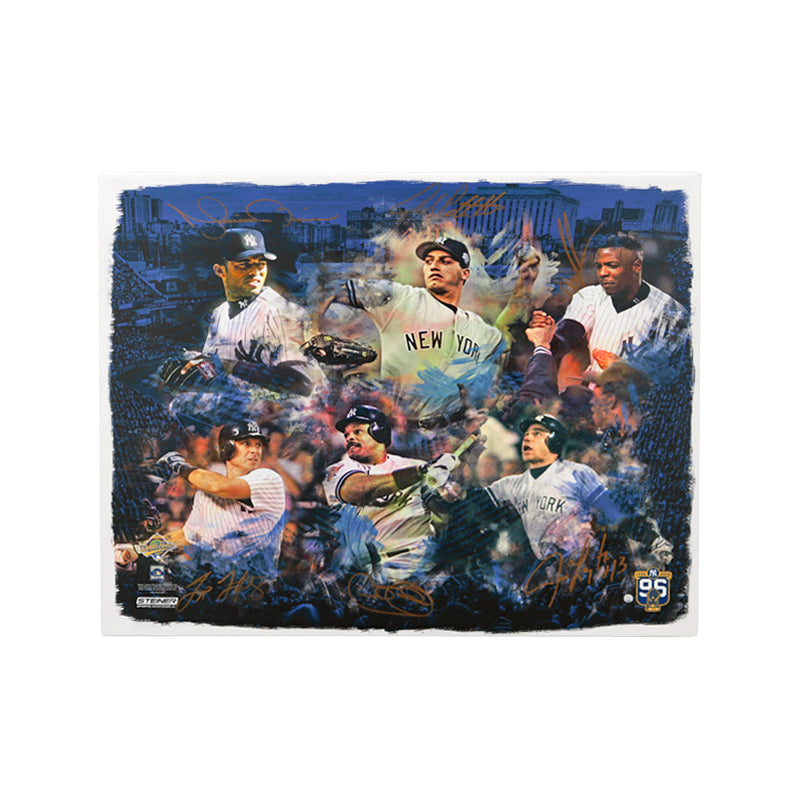 Rivera, Pettitte, Gooden, Martinez, Leyritz, Fielder Autographed Signed 1996 Yankees Anniversary Celebration Stretched Canvas