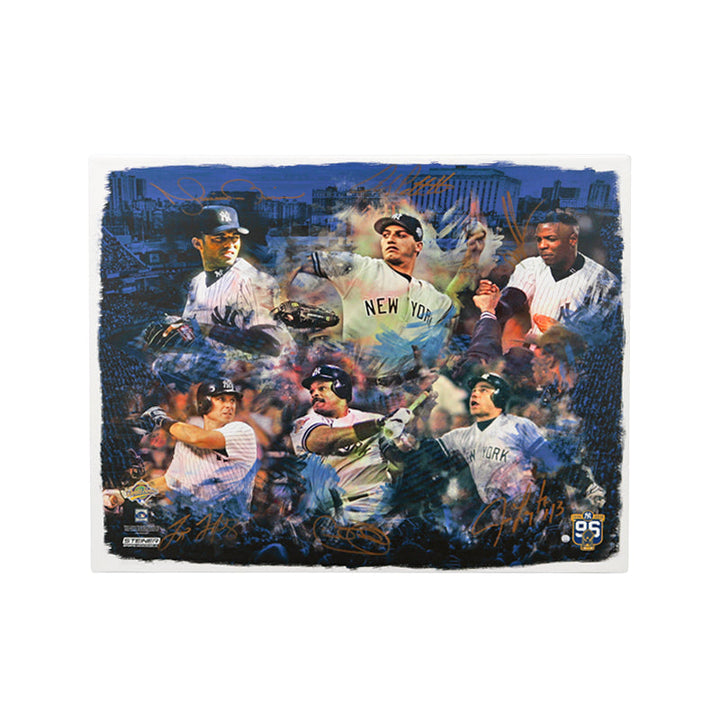 Rivera, Pettitte, Gooden, Martinez, Leyritz, Fielder Autographed Signed 1996 Yankees Anniversary Celebration Stretched Canvas