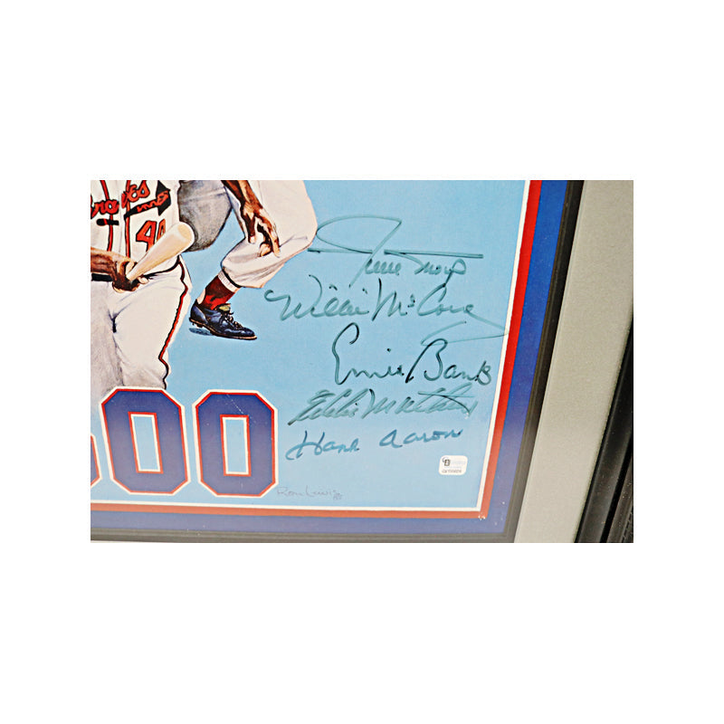 500 Home Run Club 10 Signature Multi Signed Autographed Framed 17x23 Ron Lewis 500 Lithograph (JSA LOA)