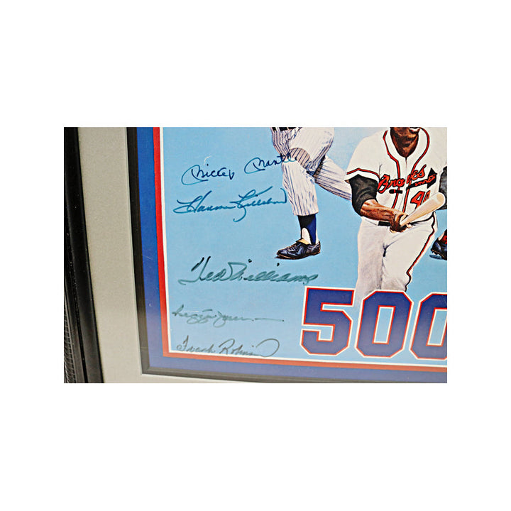 500 Home Run Club 10 Signature Multi Signed Autographed Framed 17x23 Ron Lewis 500 Lithograph (JSA LOA)