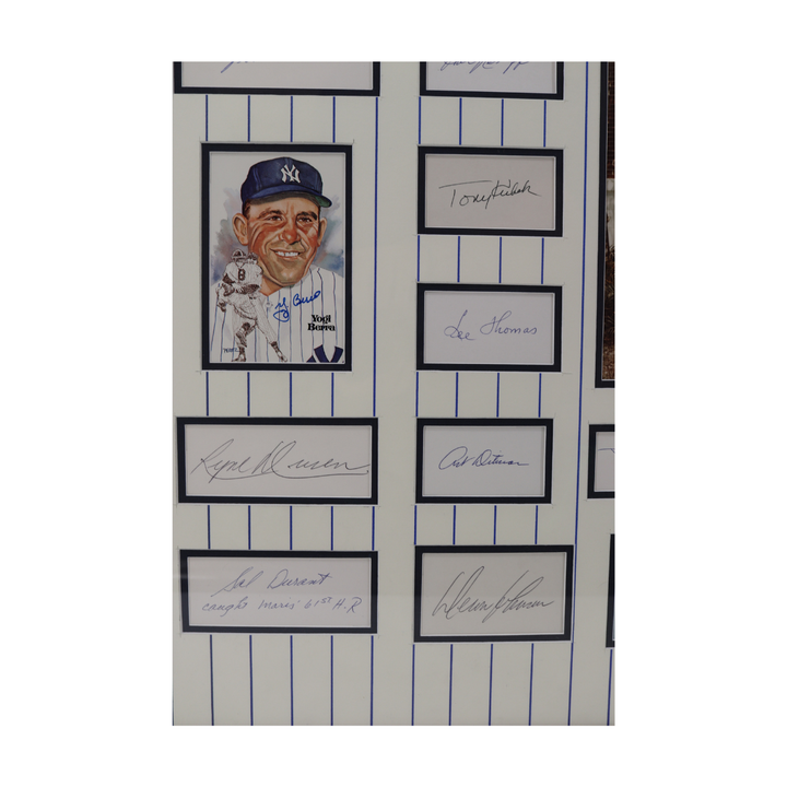 Mantle Maris Berra 1961 New York Yankees Signed Chit Collage All American Holo