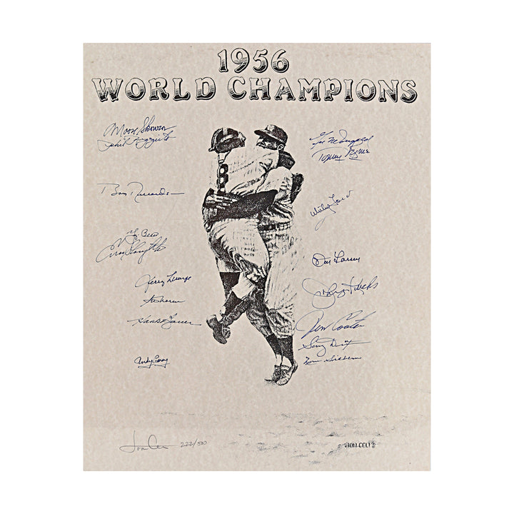 Berra Ford Rizzuto 1956 New York Yankees Multi Signed 16x20 Litho 18 Autos JSA LOA