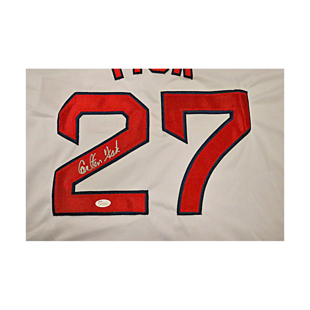 Carlton Fisk Boston Red Sox Autographed Signed Pro-Style White Jersey (JSA Holo)