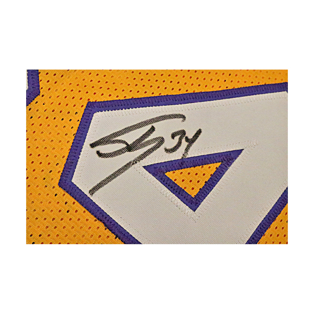 Shaquille O'Neal Los Angeles Lakers Autographed Signed Pro-Style Yellow Embroidered Stat Jersey (Beckett Holo)