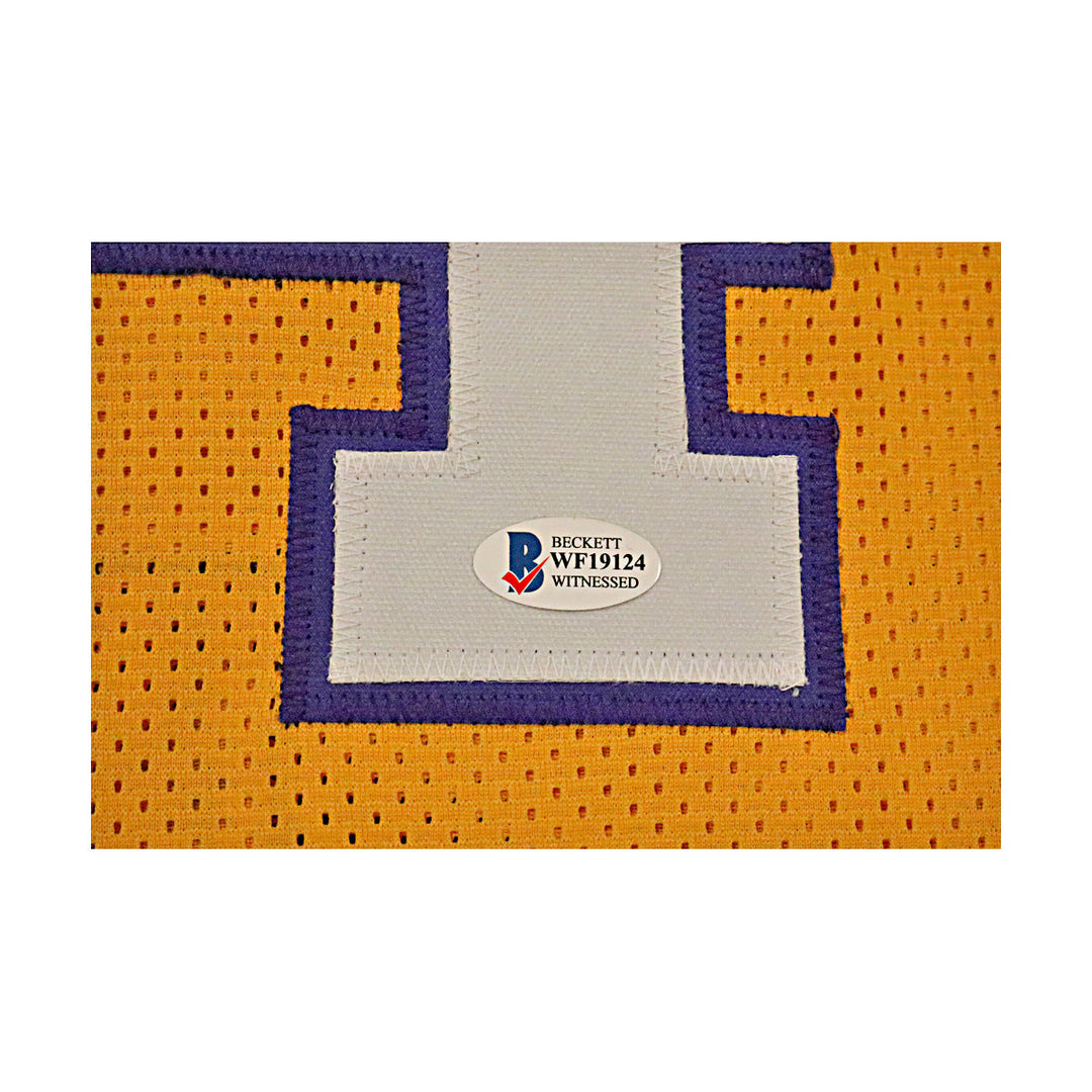 Shaquille O'Neal Los Angeles Lakers Autographed Signed Pro-Style Yellow Embroidered Stat Jersey (Beckett Holo)