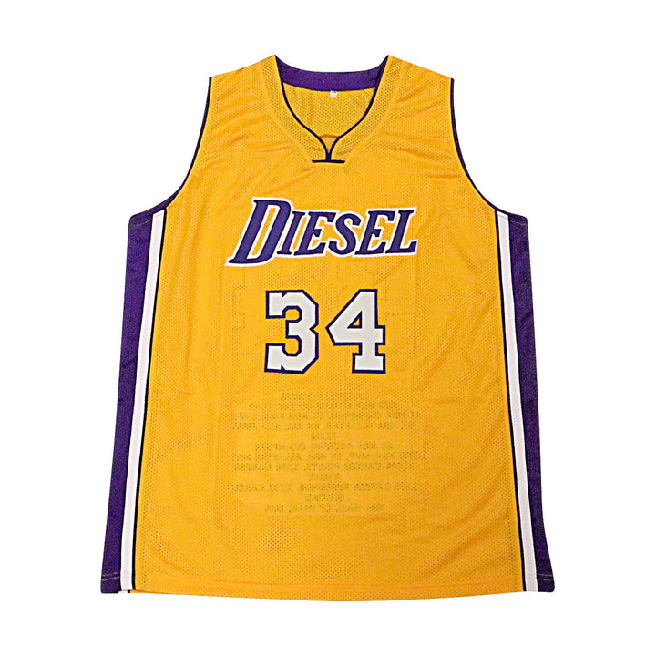 Shaquille O'Neal Los Angeles Lakers Autographed Signed Pro-Style Yellow Embroidered Stat Jersey (Beckett Holo)