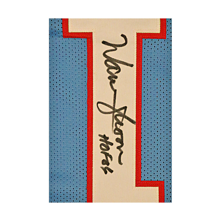 Warren Moon Houston Oilers Autographed Signed Inscribed Pro-Style Blue Signed Jersey (JSA COA)