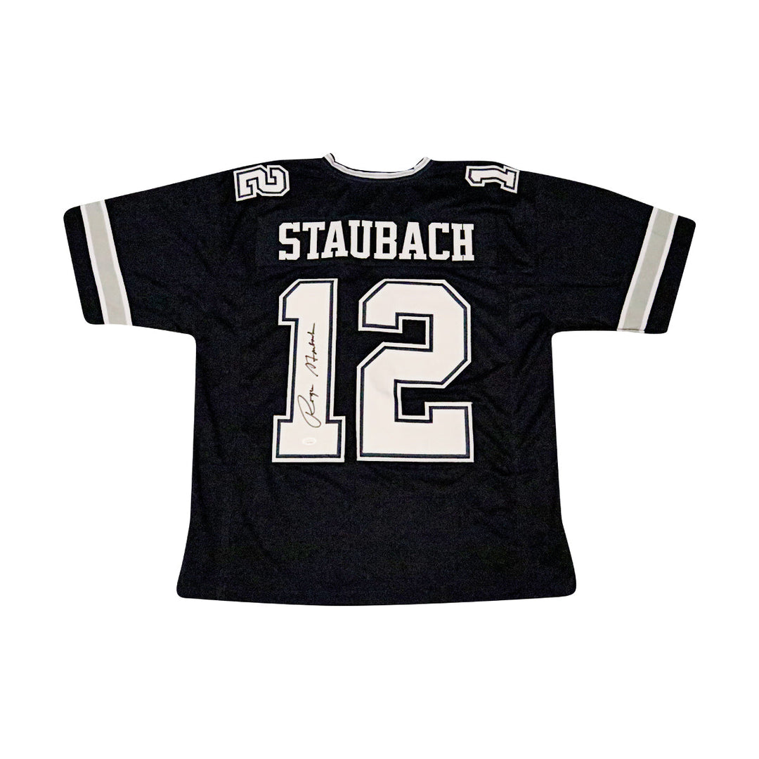 Roger Staubach Dallas Cowboys Autographed Signed Pro-Style Navy Jersey (JSA COA)