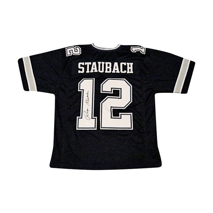 Roger Staubach Dallas Cowboys Autographed Signed Pro-Style Navy Jersey (JSA COA)