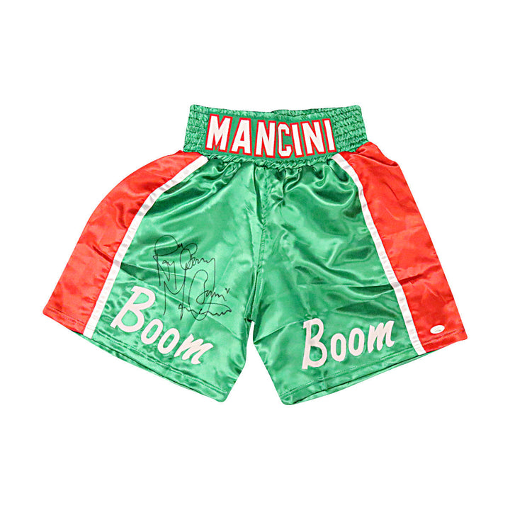 Ray Boom Boom Mancini Boxer Autographed Signed Green Pro-Style Trunks (JSA COA)