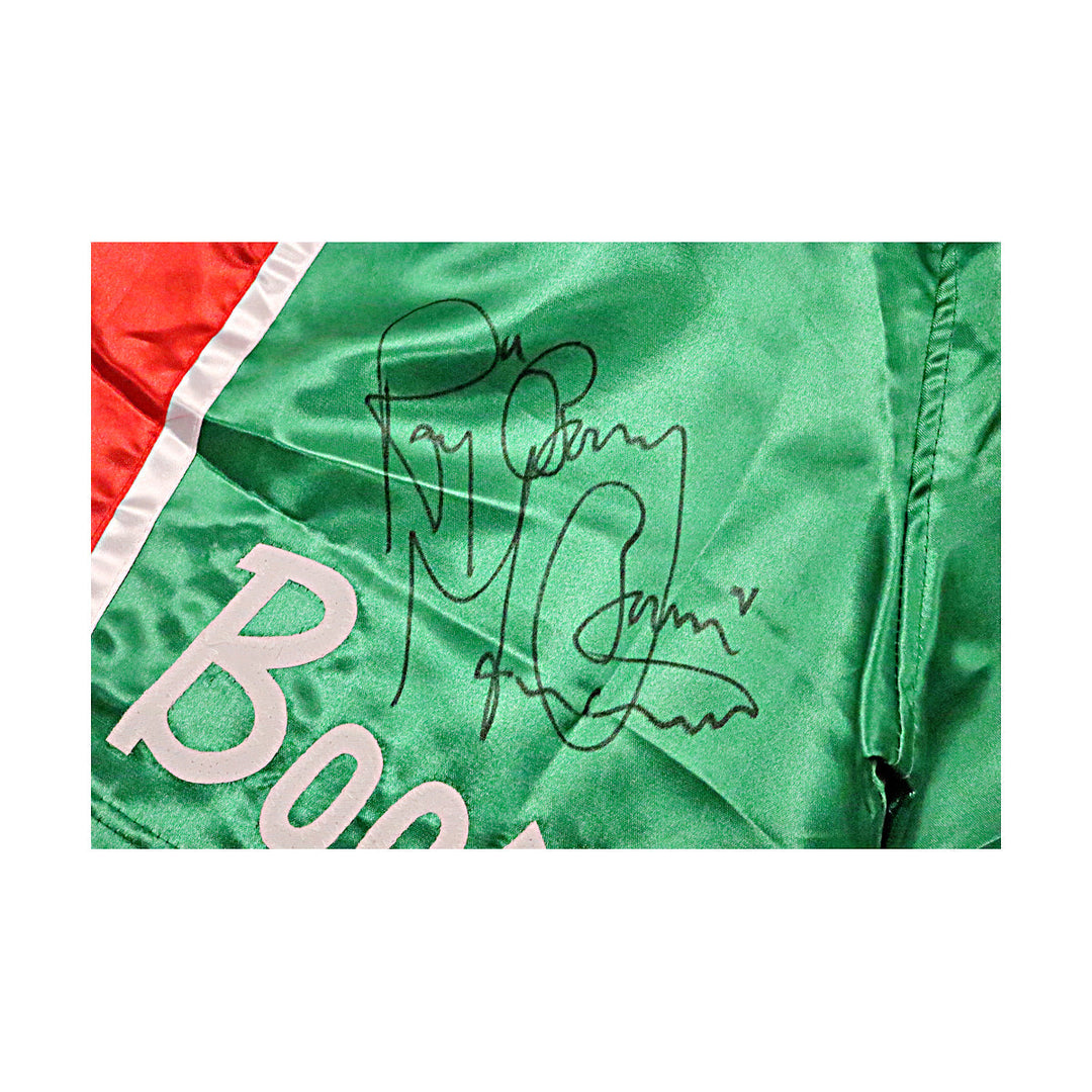 Ray Boom Boom Mancini Boxer Autographed Signed Green Pro-Style Trunks (JSA COA)