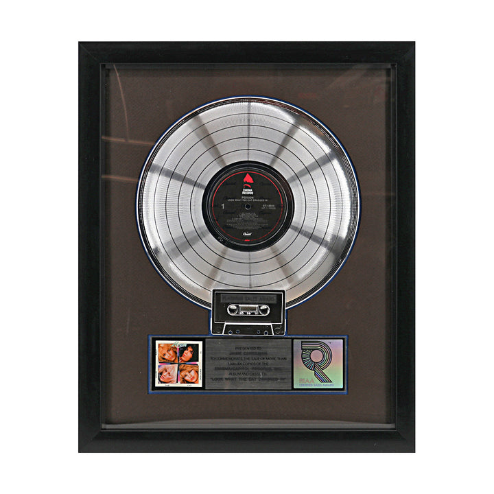 Poison Look What The Cat Dragged In Framed Platinum Sales Award Framed Record Collage