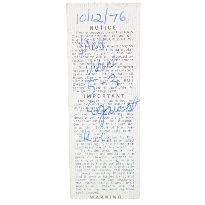 1976 ALCS Game Three Yankees vs. Royals 10/12/1976 Yankee Stadium Ticket