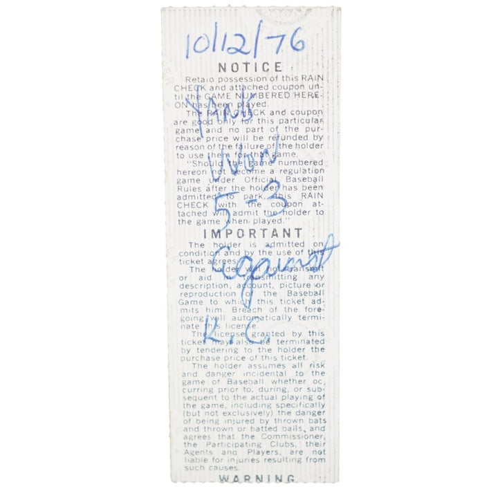 1976 ALCS Game Three Yankees vs. Royals 10/12/1976 Yankee Stadium Ticket