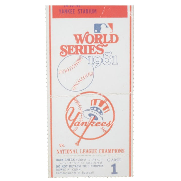 1981 World Series Game 1 Yankees vs. Dodgers 10/20/1981 Yankee Stadium Ticket