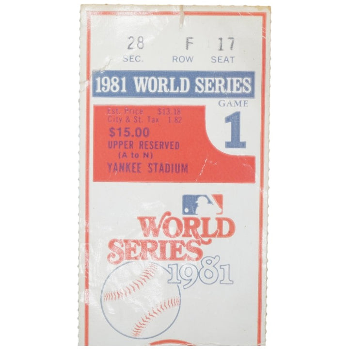 1981 World Series Game 1 Yankees vs. Dodgers 10/20/1981 Yankee Stadium Ticket