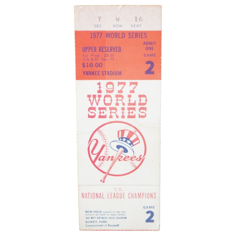1977 World Series Game 2 Yankees vs. Dodgers 10/12/1977 Yankee Stadium Ticket