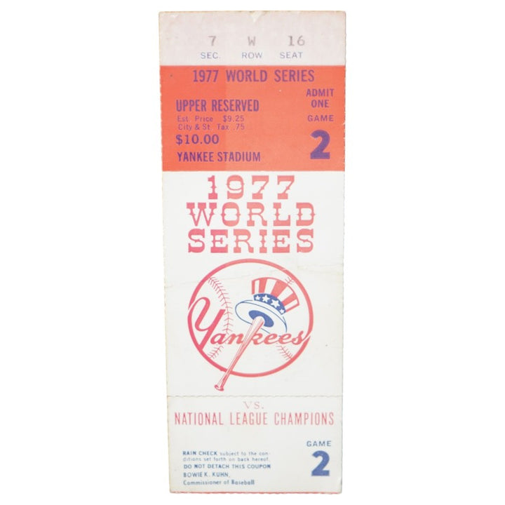 1977 World Series Game 2 Yankees vs. Dodgers 10/12/1977 Yankee Stadium Ticket