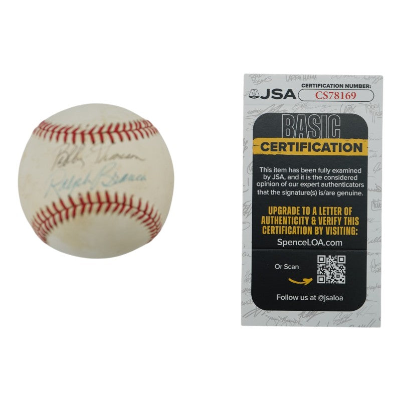 Bobby Thomson Ralph Branca Giants Dodgers Dual-Signed OAL Baseball JSA COA