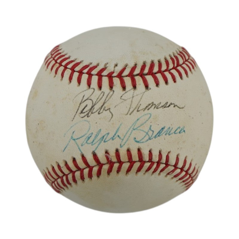 Bobby Thomson Ralph Branca Giants Dodgers Dual-Signed OAL Baseball JSA COA