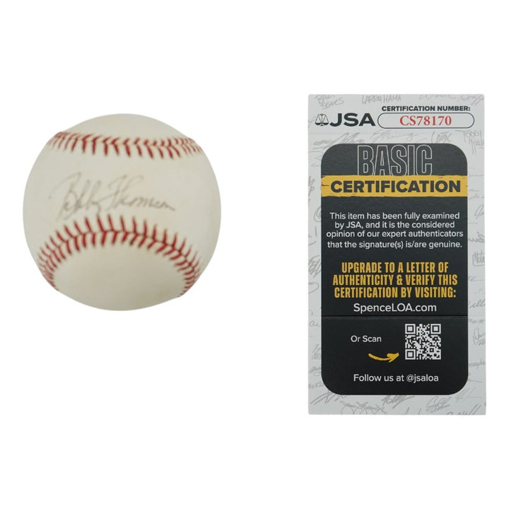 Bobby Thomson New York Giants Autographed OAL Baseball JSA COA