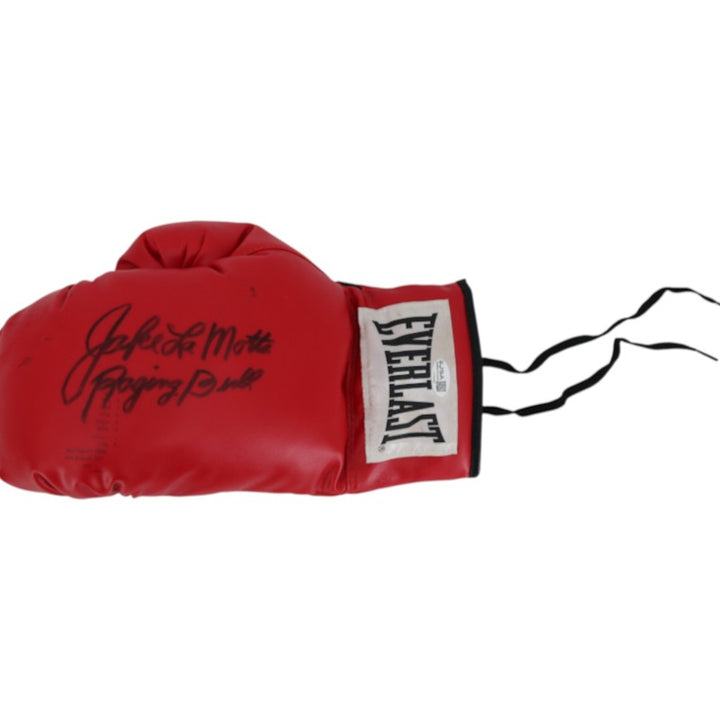 Jake LaMotta Autographed Inscribed Boxing Glove JSA COA