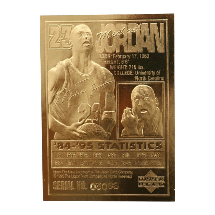 1995 Upper Deck 23K Gold Michael Jordan Diamond Stars LE Trading Card UD COA