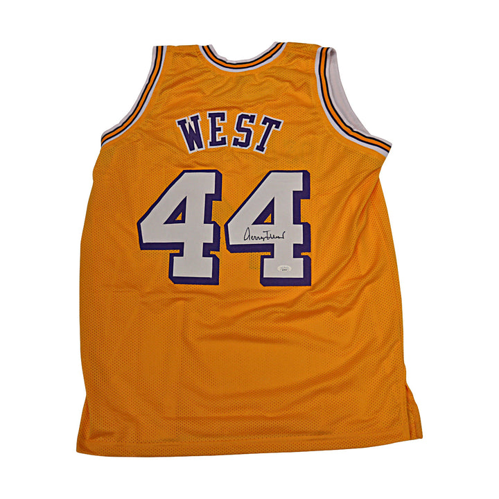 Jerry West Los Angeles Lakers Autographed Yellow Custom Jersey JSA Holo Only
