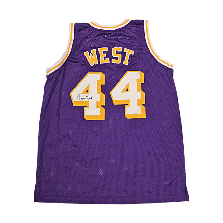 Jerry West Los Angeles Lakers Autographed Purple Custom Jersey JSA Holo Only