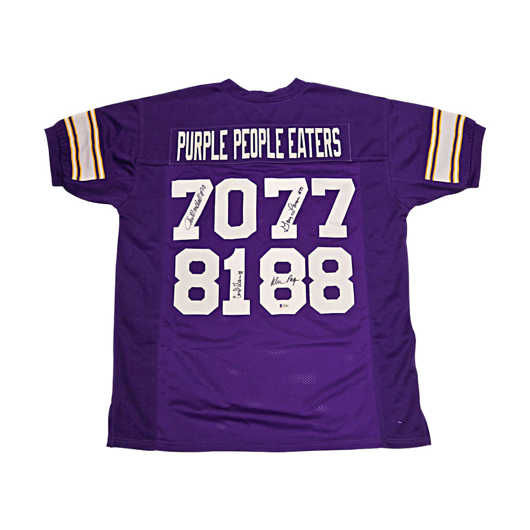 Page Marshall Larson Eller Vikings Autographed Purple Custom Jersey Beckett Holo