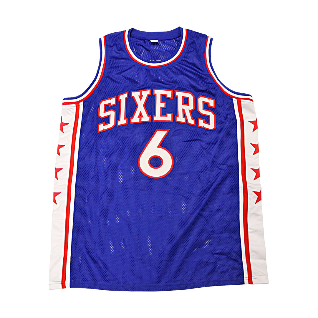 Julius Irving Philadelphia 76ers Autographed Custom Blue Jersey JSA Holo Only