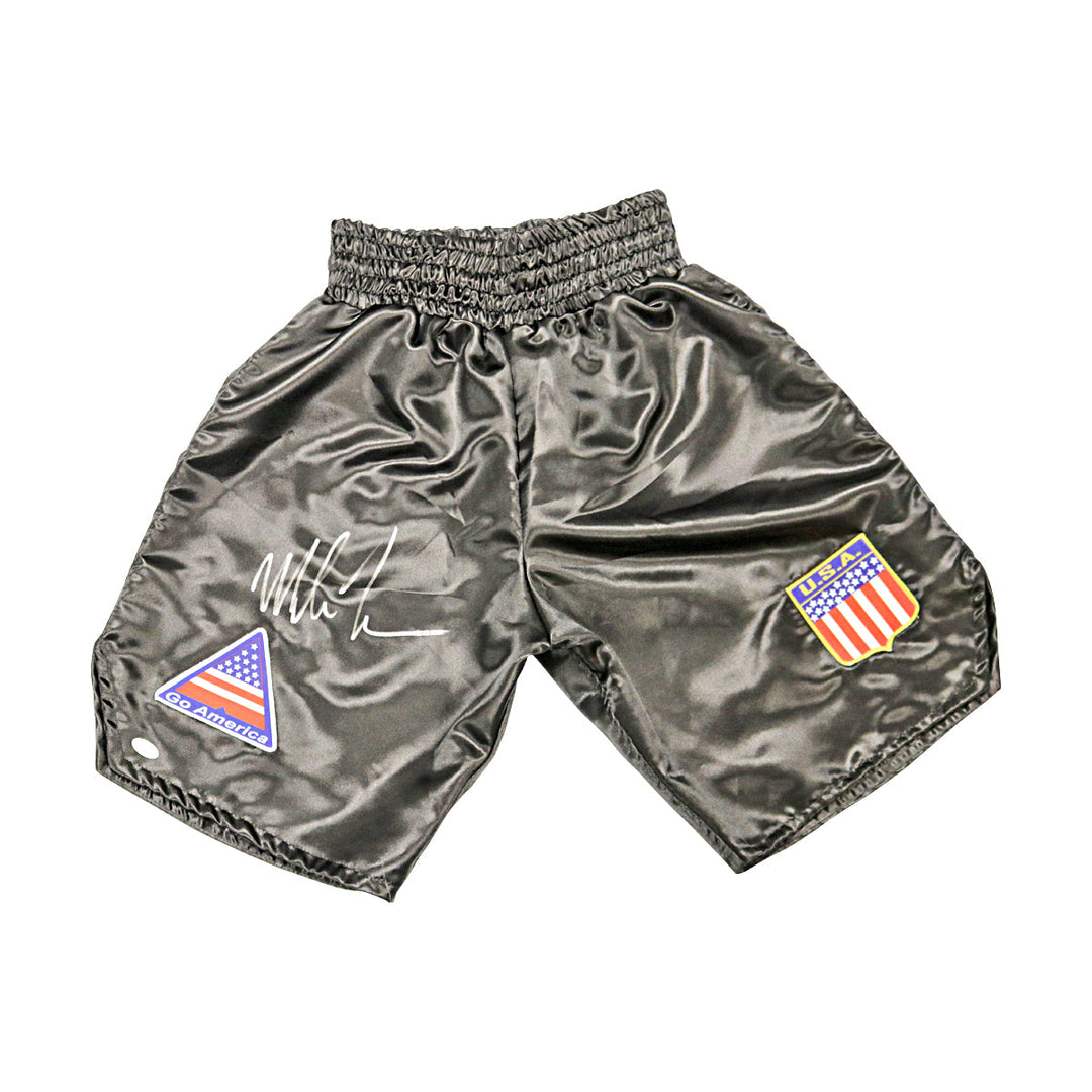 Mike Tyson Autographed Black Go America U.S.A Boxing Trunks