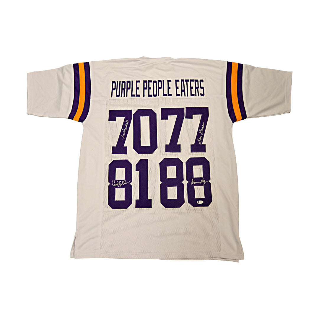 Purple People Eaters Minnesota Vikings Autographed White Jersey Beckett Holo