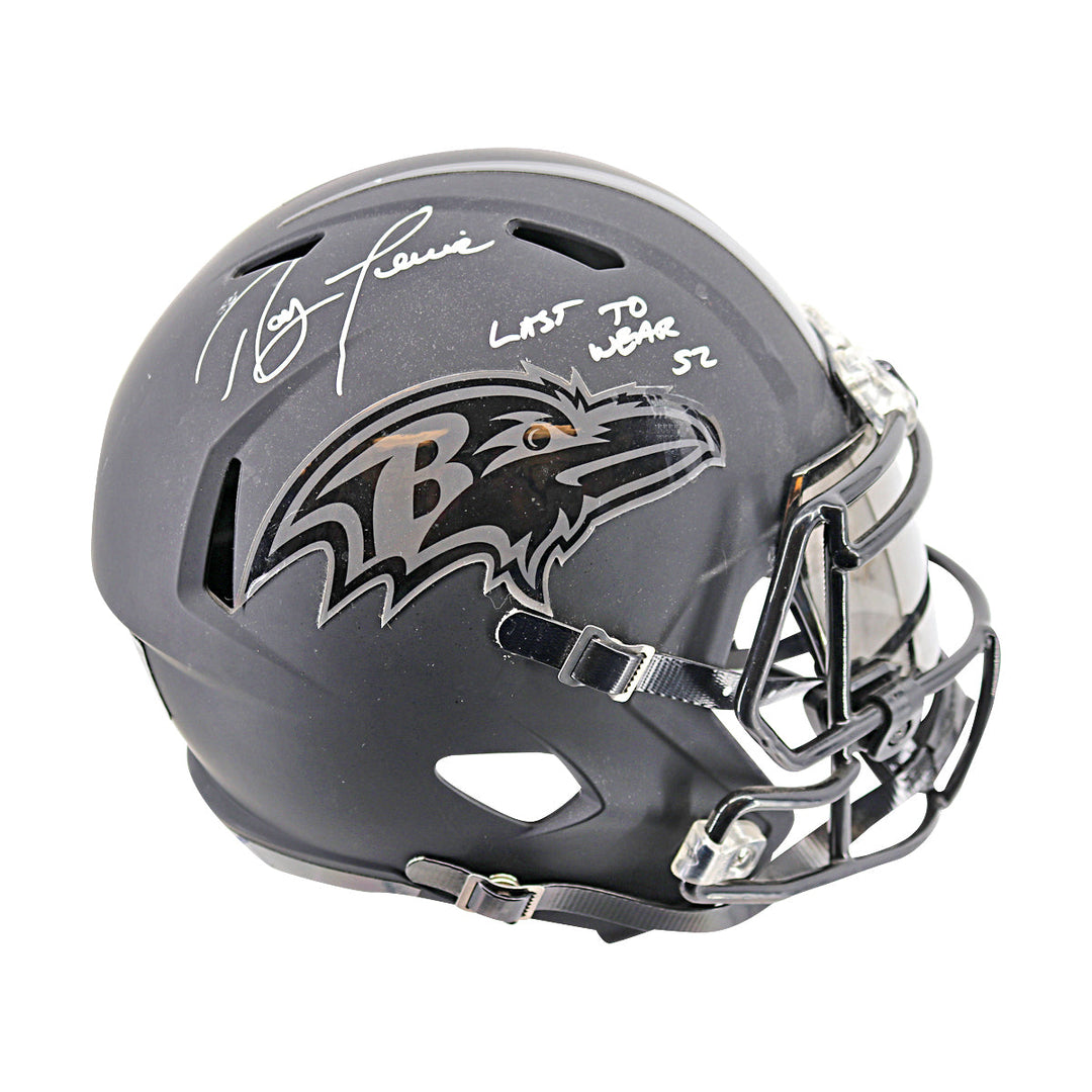 Ray Lewis Ravens Autographed Inscribed Black Alternate Replica Helmet JSA Holo