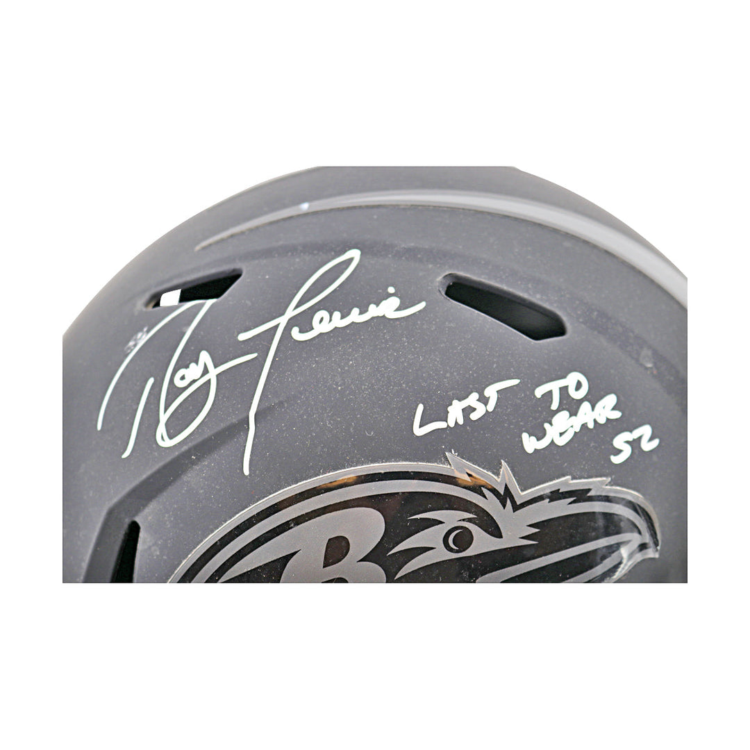 Ray Lewis Ravens Autographed Inscribed Black Alternate Replica Helmet JSA Holo