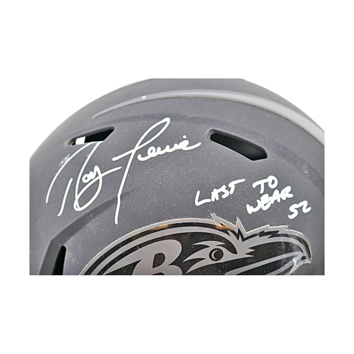 Ray Lewis Ravens Autographed Inscribed Black Alternate Replica Helmet JSA Holo