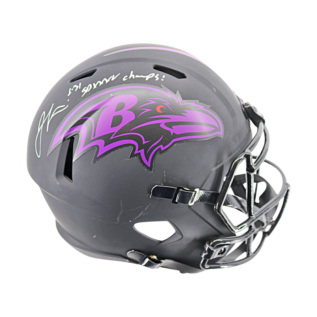Joe Flacco Ravens Autographed Inscribed Eclipse Replica Helmet Beckett Holo Only