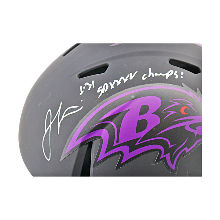 Joe Flacco Ravens Autographed Inscribed Eclipse Replica Helmet Beckett Holo Only