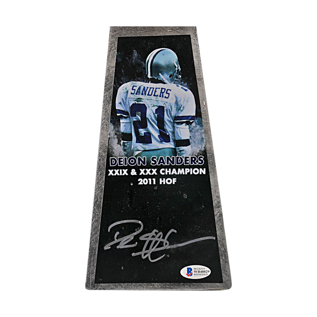 Deion Sanders Cowboys Autographed Super Bowl Replica Trophy Black Beckett Holo