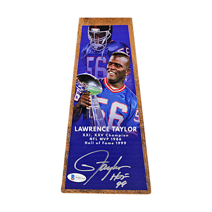 Lawrence Taylor Giants Autographed Inscribed Super Bowl Trophy Beckett Holo Only