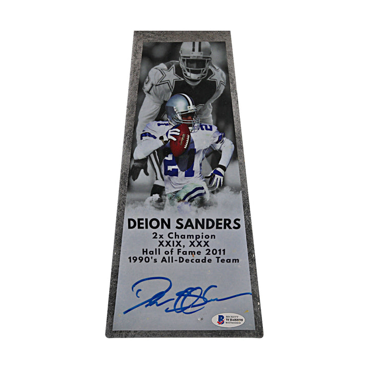 Deion Sanders Cowboys Autographed Super Bowl Replica Trophy White Beckett Holo