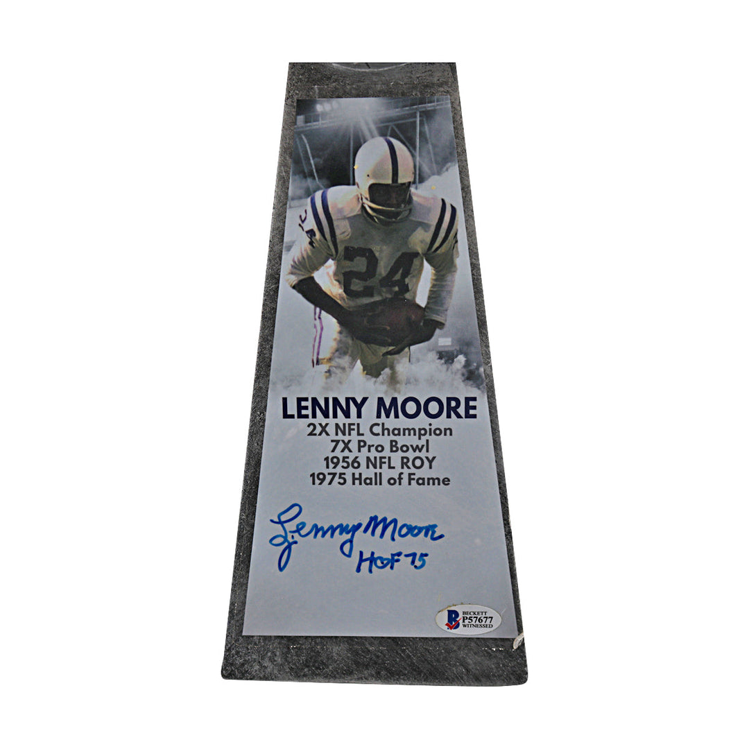 Lenny Moore Colts Autographed Inscribed Super Bowl Replica Trophy Beckett Holo