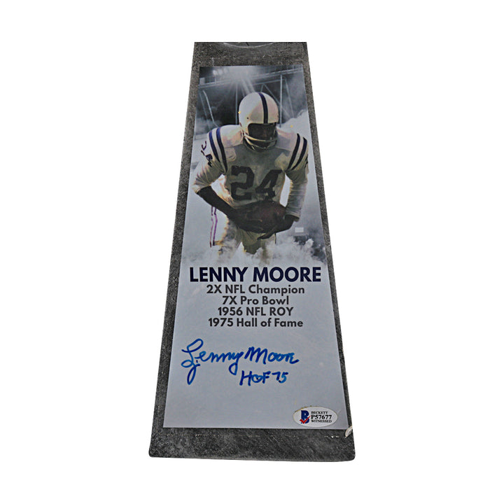 Lenny Moore Colts Autographed Inscribed Super Bowl Replica Trophy Beckett Holo