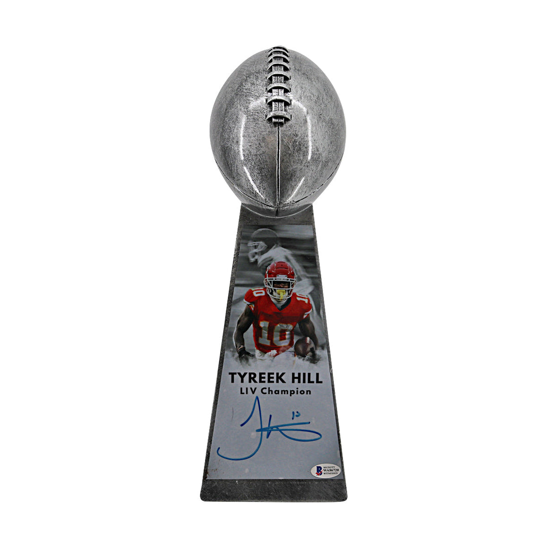 Tyreek Hill Chiefs Autographed Super Bowl Replica Trophy Beckett Holo Only