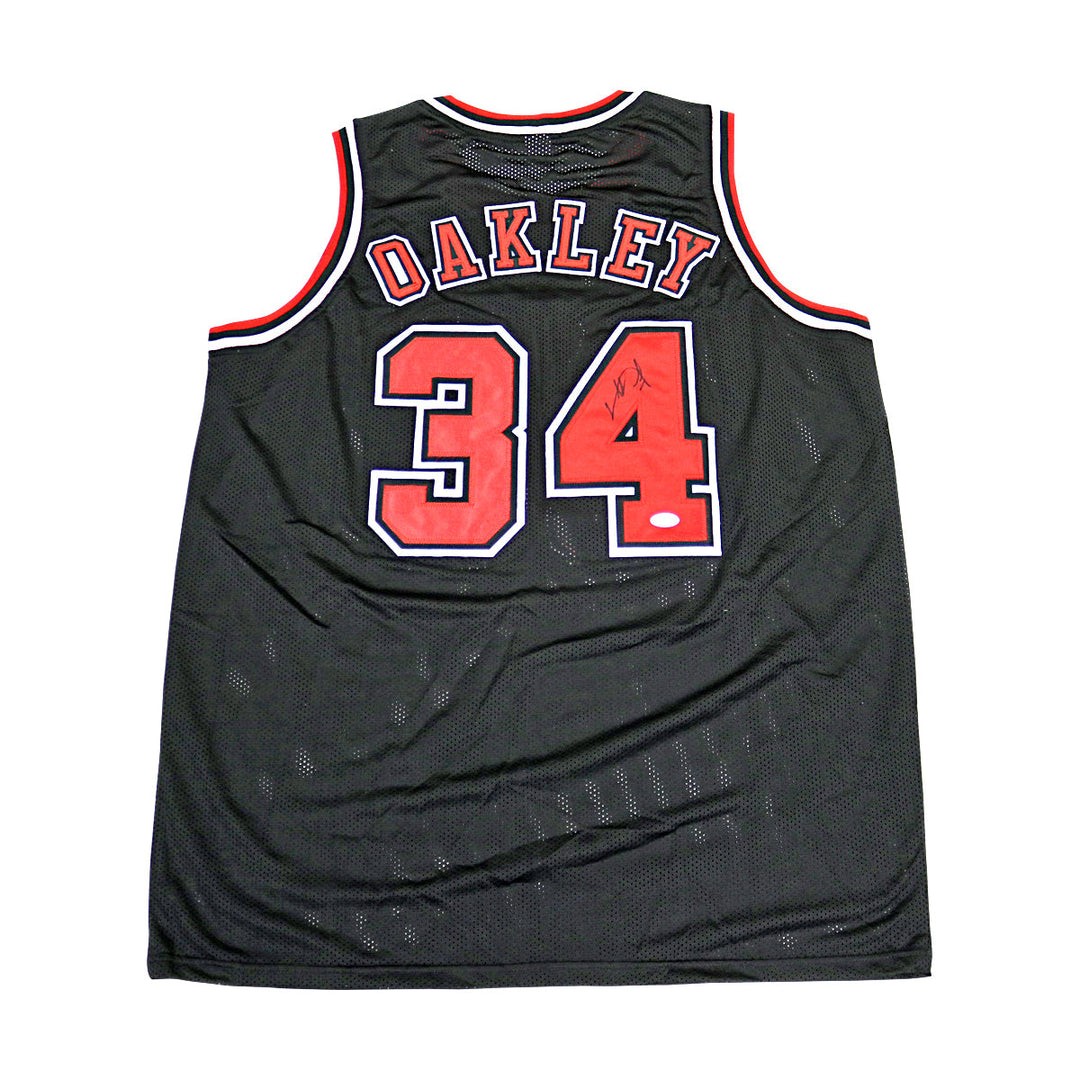 Charles Oakley Chicago Bulls Autographed Custom Black Jersey JSA Holo Only