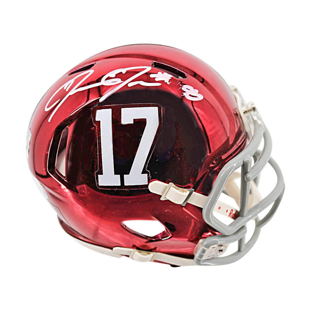 Josh Jacobs Alabama Crimson Tide Autographed Chrome Mini Helmet Beckett Holo